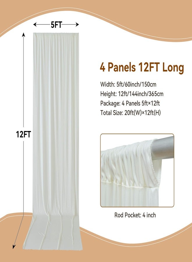 NSSONBEN 20×12ft Wrinkle Free Ivory Backdrop Curtain for Wedding Parties, 4 Panels 5×12ft Long Soft Silky Polyester Backdrop Drapes Cream Photo Back Drop Curtains for Party Photography Background Cloth - Image 2