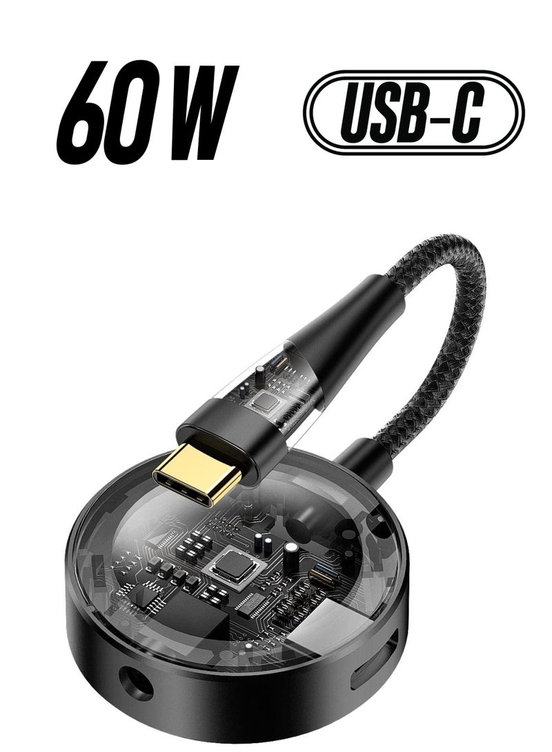 SOLARAE USB C to 3.5mm Headphone and Charger Adapter, 2-in-1 Hub USB Type C to TRRS 3.5mm AUX/Mic and PD 3.0 60W Fast Charging Splitter, Top Series Visualized Hi-Res DAC Chip Docking Station(Black)(1Pack) - Image 1