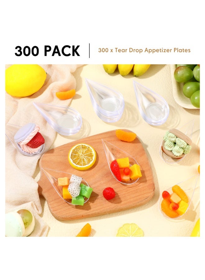 300 Pcs 4 Inch Tear Drop Mini Appetizer Plates Plastic Spoons Catering Supplies Small Tasting Dishes Dessert Bowls Disposable for Party (Clear) - Image 5
