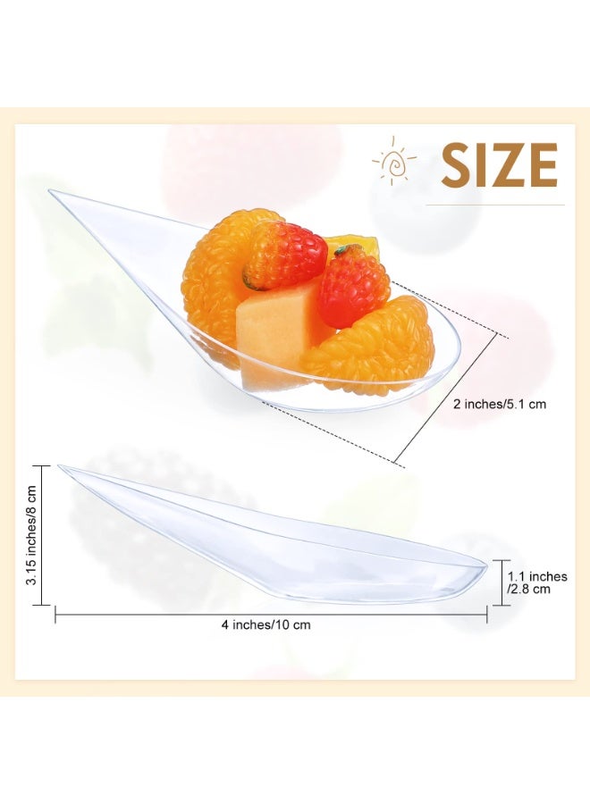 300 Pcs 4 Inch Tear Drop Mini Appetizer Plates Plastic Spoons Catering Supplies Small Tasting Dishes Dessert Bowls Disposable for Party (Clear) - Image 3