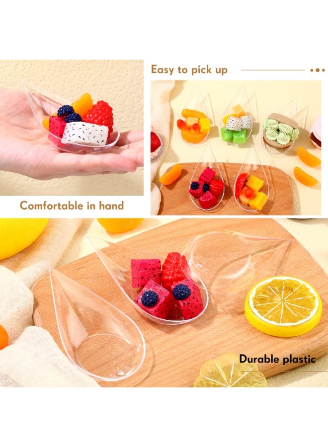 300 Pcs 4 Inch Tear Drop Mini Appetizer Plates Plastic Spoons Catering Supplies Small Tasting Dishes Dessert Bowls Disposable for Party (Clear) - Image 4