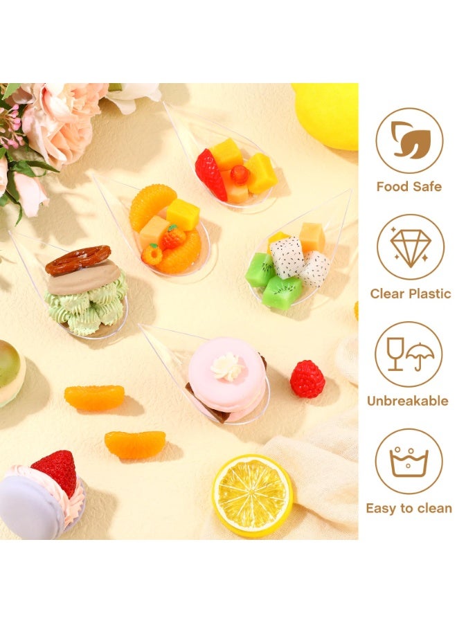 300 Pcs 4 Inch Tear Drop Mini Appetizer Plates Plastic Spoons Catering Supplies Small Tasting Dishes Dessert Bowls Disposable for Party (Clear) - Image 2