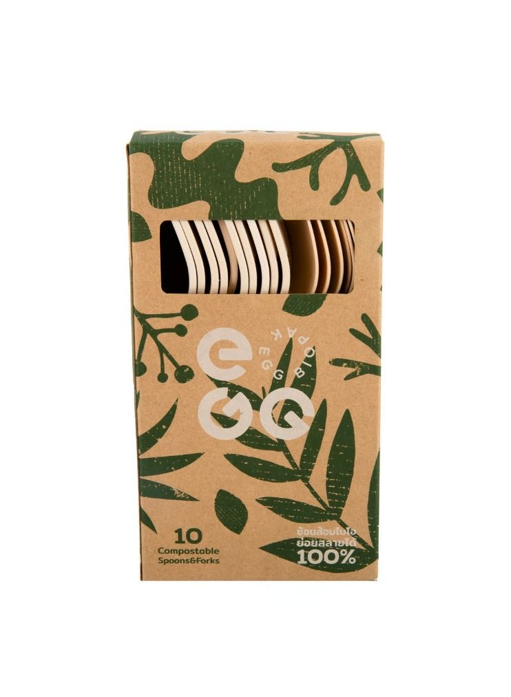 مجموعة ملاعق وشوك قابلة للتحلل مكونة من 10 قطع