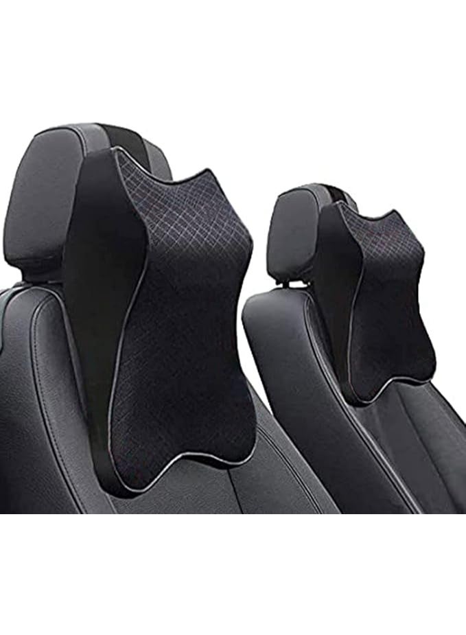 Car Seat Headrest Neck Rest Cushion, Memory Foam Ergonomic Design with Breathable Removable Cover, Black - Image 1
