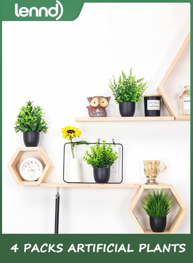 LENND Fake Plants 4 Packs Artificial Plants Small Faux Plants Black Bathroom Accessories for Bathroom Home Office Desk Decor Indoor  - Image 5