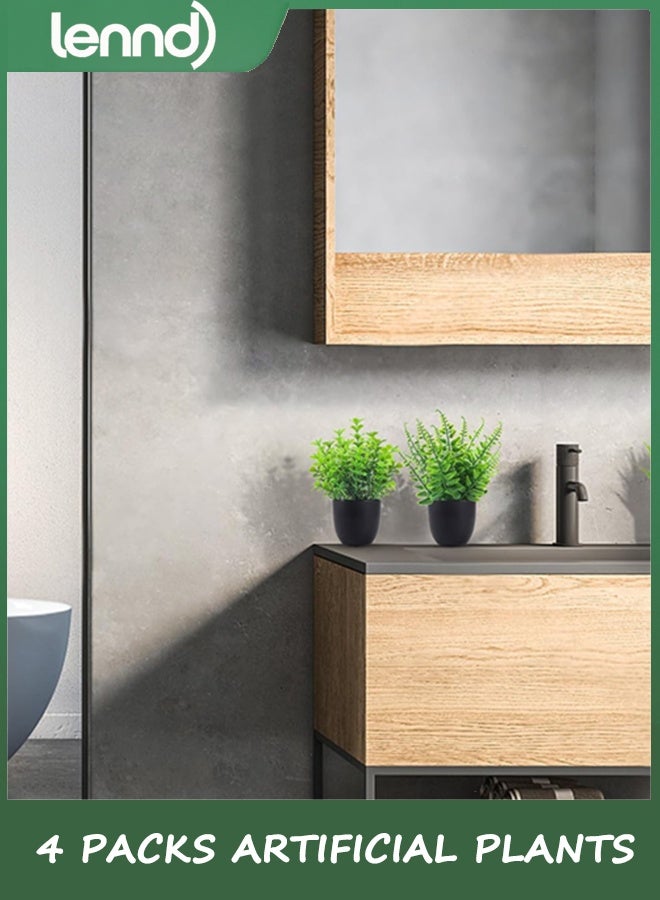 LENND Fake Plants 4 Packs Artificial Plants Small Faux Plants Black Bathroom Accessories for Bathroom Home Office Desk Decor Indoor  - Image 4