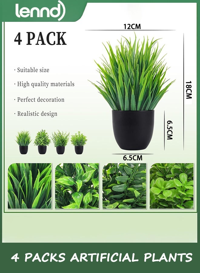 LENND Fake Plants 4 Packs Artificial Plants Small Faux Plants Black Bathroom Accessories for Bathroom Home Office Desk Decor Indoor  - Image 3