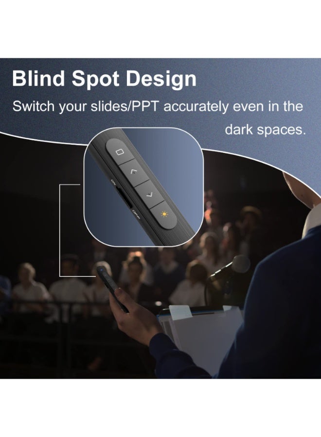 داريو جهاز عرض لاسلكي، أداة للتحكم بالروابط والتحكم في مستوى الصوت، جهاز نقر للعروض التقديمية بتردد 2.4GHz RF مزوّد بمنافذ USB/Type-C، جهاز تحكم عن بُعد للعروض التقديمية، مبدّل الشرائح (أسود) - Image 5