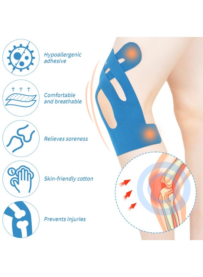 12 قطعة من شريط الكinesiology الطبي للركبة - شرائط رياضية مقطوعة مسبقًا لدعم العضلات وتخفيف الآلام - قابل للتنفس ومضاد للماء للجري والجيم - Image 4