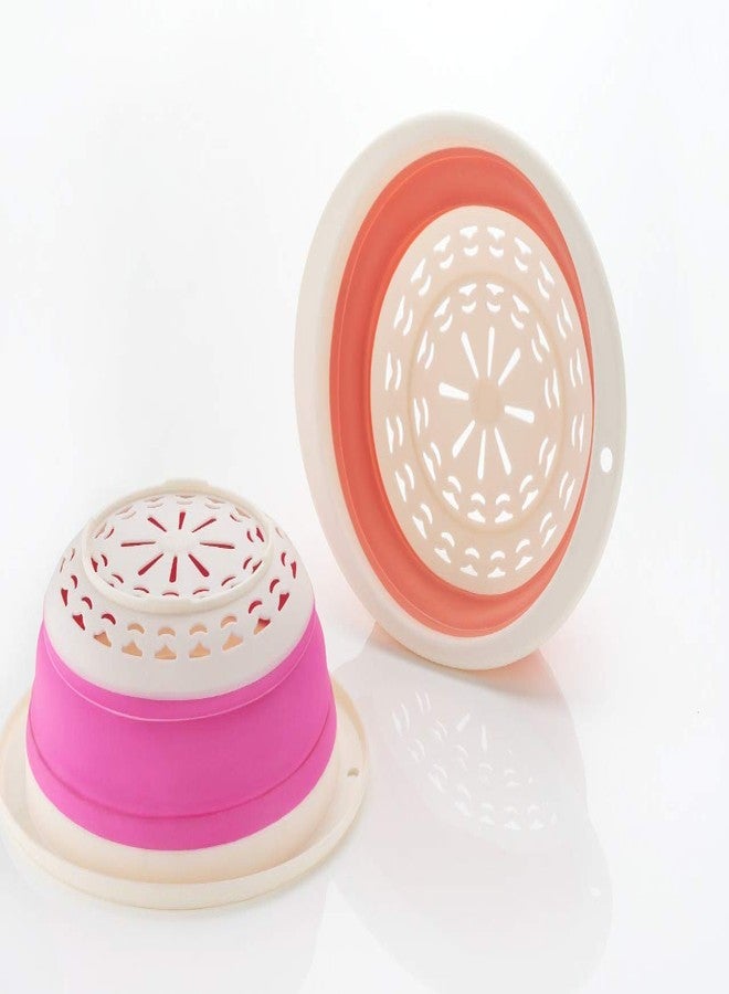 PRAMUKH FASHION مجموعة أوعية مصفاة سيليكون قابلة للطي من براموخ فاشن لغسل الخضراوات والفواكه والمعكرونة وغيرها من المواد الغذائية، وعاء سيليكون، وعاء للخضراوات، وعاء سيليكون، أوعية خلط - Image 1