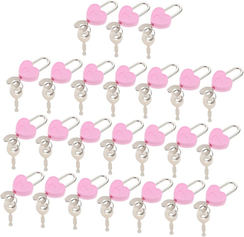 Jojofuny 24pcs Pink Heart Padlock Set with Keys for Diary Jewelry Box and Suitcase - Image 2