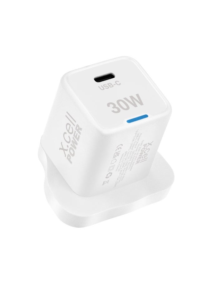 X.Cell GaN II 30W USB-C Charger | PD 3.0 & PPS Fast Charging | Ultra-Compact Design | Super-Fast Charging for iPhone, Samsung, iPad, MacBook Air | Heat-Safe, Travel-Ready – White  - Image 3