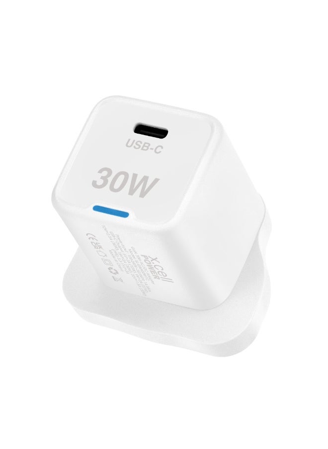 X.Cell GaN II 30W USB-C Charger | PD 3.0 & PPS Fast Charging | Ultra-Compact Design | Super-Fast Charging for iPhone, Samsung, iPad, MacBook Air | Heat-Safe, Travel-Ready – White  - Image 2
