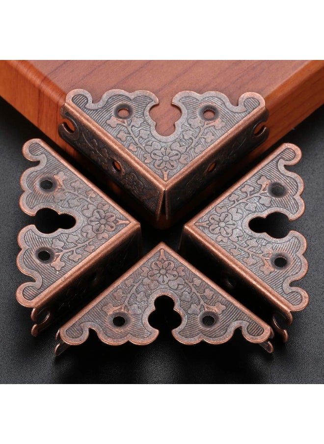Dophee dophee 4Pcs Decorative Corner Protectors, Retro Style Edge Safety Guards Covers for Picture Frame Album Jewelry Box Gift Box Wooden Case Chest Tables Cabinet Furniture, 1.34"x1.34"-Red Copper  - Image 3