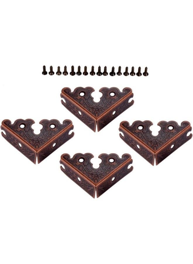 Dophee dophee 4Pcs Decorative Corner Protectors, Retro Style Edge Safety Guards Covers for Picture Frame Album Jewelry Box Gift Box Wooden Case Chest Tables Cabinet Furniture, 1.34"x1.34"-Red Copper  - Image 2