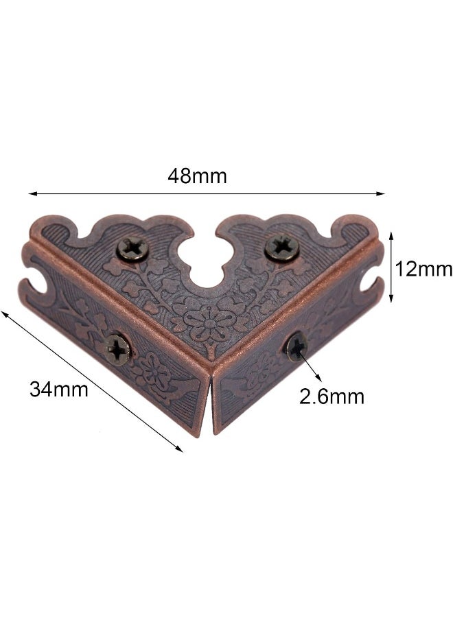 Dophee dophee 4Pcs Decorative Corner Protectors, Retro Style Edge Safety Guards Covers for Picture Frame Album Jewelry Box Gift Box Wooden Case Chest Tables Cabinet Furniture, 1.34"x1.34"-Red Copper  - Image 4