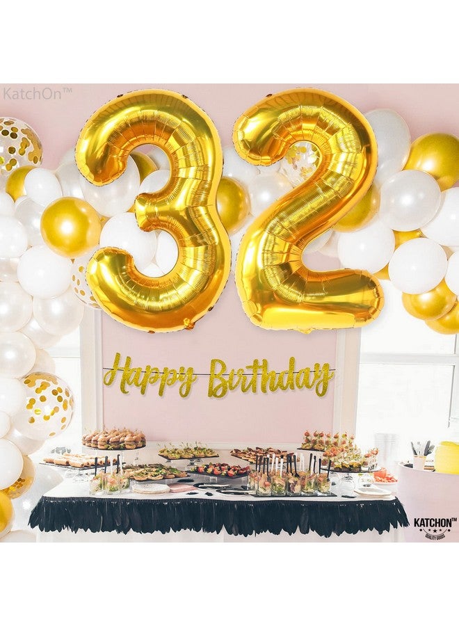 كاتشون بالون ذهبي عملاق 32 رقم 40 بوصة | هتاف إلى 32 زينة عيد ميلاد للنساء | بالون ذهبي رقم 32 32 زينة عيد ميلاد للرجال | بالونات ذهبية معدنية عدد 32 لحفلات أعياد الميلاد للرجال - Image 3