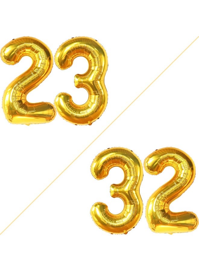كاتشون بالون ذهبي عملاق 32 رقم 40 بوصة | هتاف إلى 32 زينة عيد ميلاد للنساء | بالون ذهبي رقم 32 32 زينة عيد ميلاد للرجال | بالونات ذهبية معدنية عدد 32 لحفلات أعياد الميلاد للرجال - Image 2