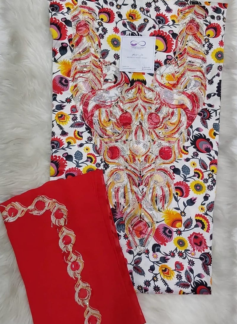 ALREESH ALBANAFSAJI Gulf Makhawir embroidery  Jalabiya embroidered without stitching - Image 1