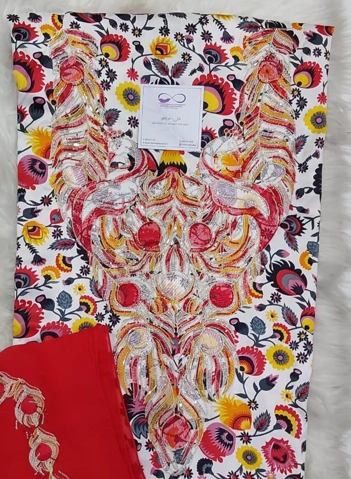 ALREESH ALBANAFSAJI Gulf Makhawir embroidery  Jalabiya embroidered without stitching - Image 2