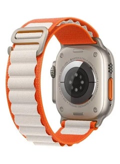 Apple Watch Loop Band 49mm/45mm/44mm Nylon Woven Sport Strap Compatible with iWatch Series 8/Ultra/7/SE/6/5/4/3/2/1 Orange/White