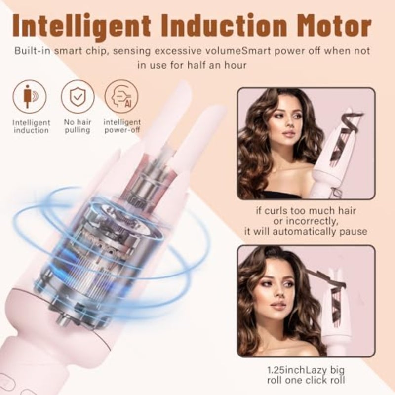 Auto Hair Curler for Beginners, 3 Temperature Settings 160-200°C Automatic Curling Iron, Anti-Scald Anti-Tangle Rotating Hair Waver for Fine Hair Long Lasting Beach Waves, Pink - Image 5