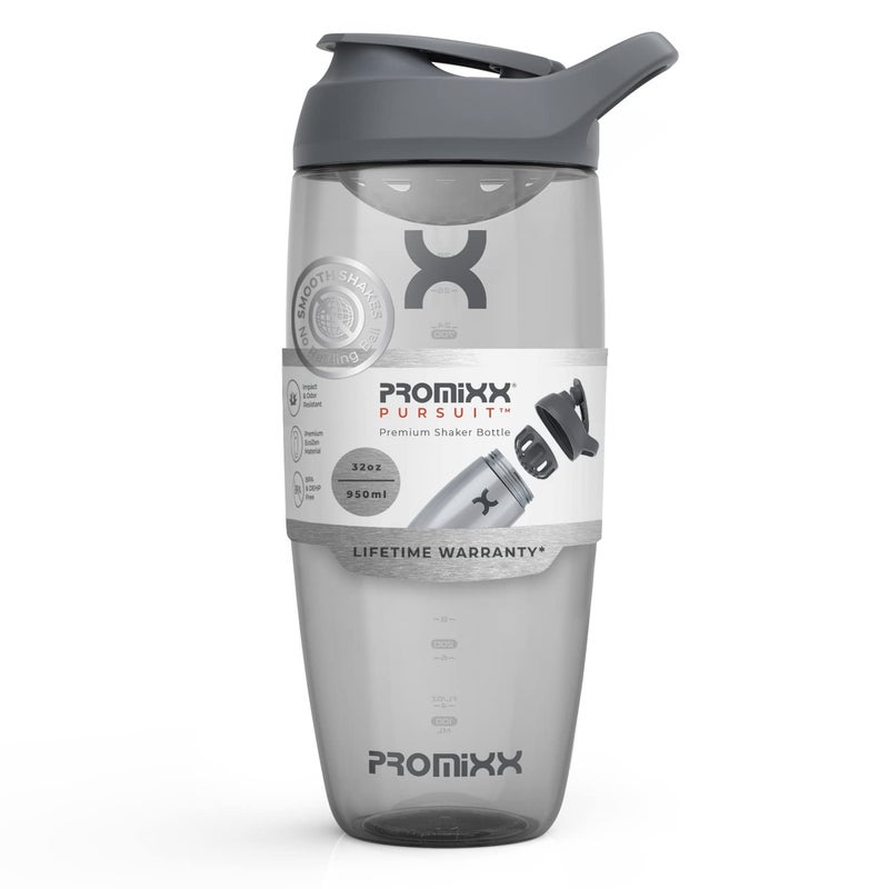 Promixx Pursuit Protein Shaker Bottle (32 oz) â€“ Silent No-Ball Mixer, Leak-Proof Lid, BPA/BPS & Phthalate-Free ECOZEN â€“ Easy-Clean Shaker Cup for Protein Shakes, Pre & Post-Workout Smoothies - Image 1