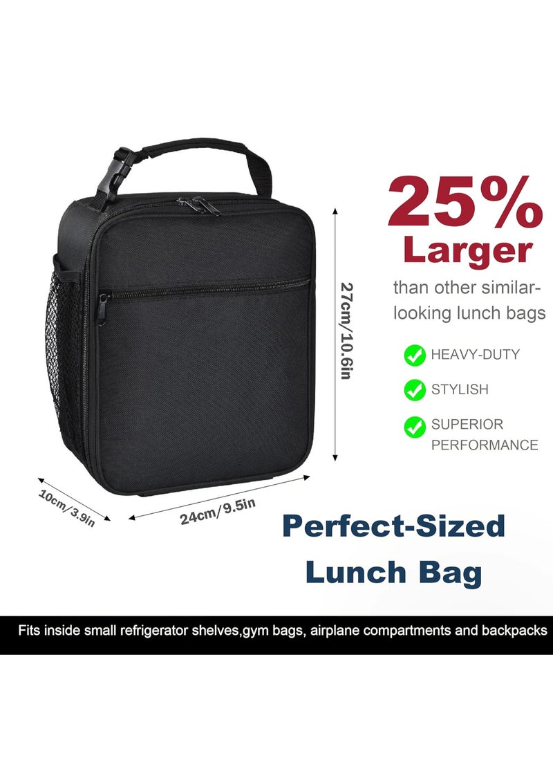 Generic - Lunch Box for Men & Women, Insulated Lunch Bag, Adults Small Lunch Bag for Office Work Picnic - Reusable Portable Lunchbox, Black - Image 1
