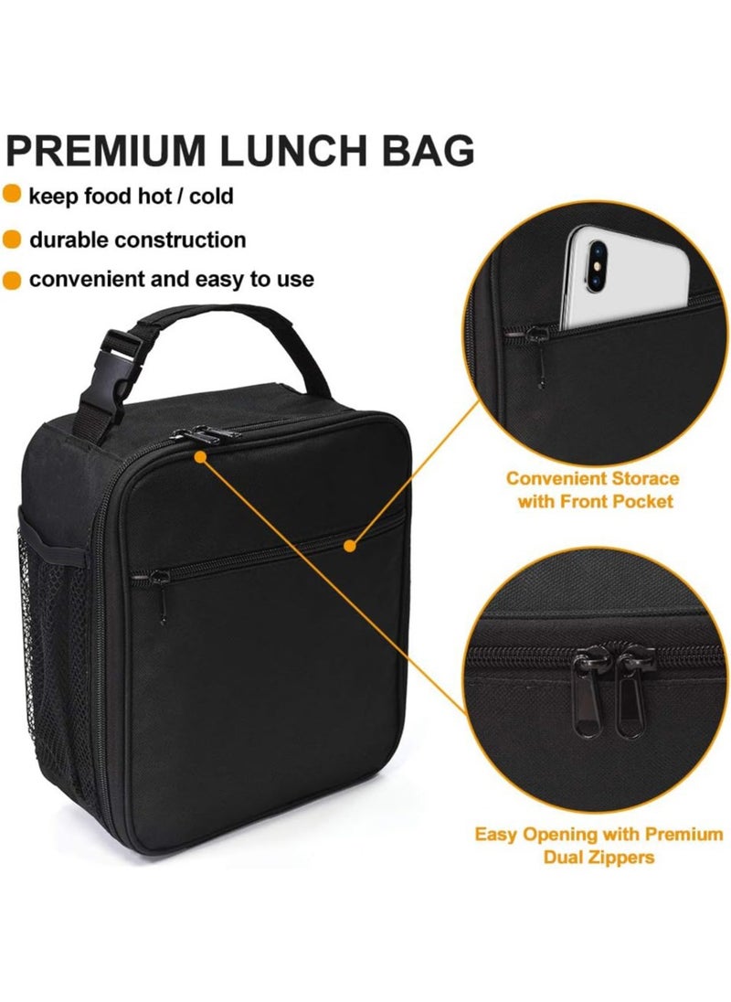 Generic - Lunch Box for Men & Women, Insulated Lunch Bag, Adults Small Lunch Bag for Office Work Picnic - Reusable Portable Lunchbox, Black - Image 1