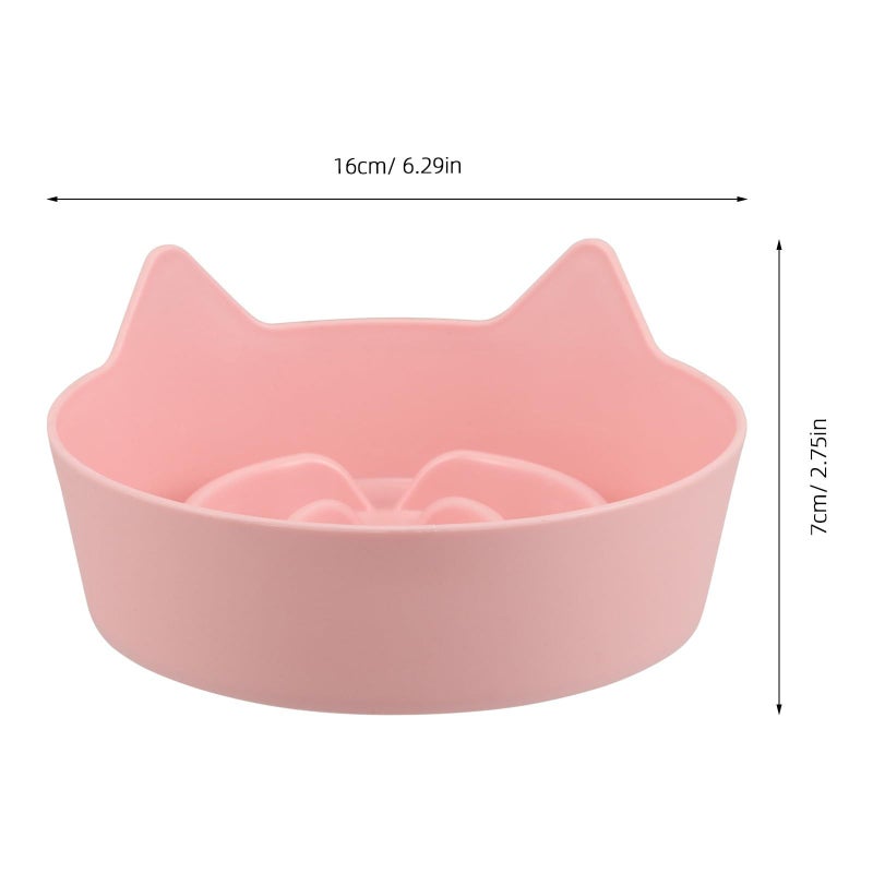 Non Slip Pink Plastic Slow Feeder Cat Bowl With Cat Ear Design For Kittens - Image 3
