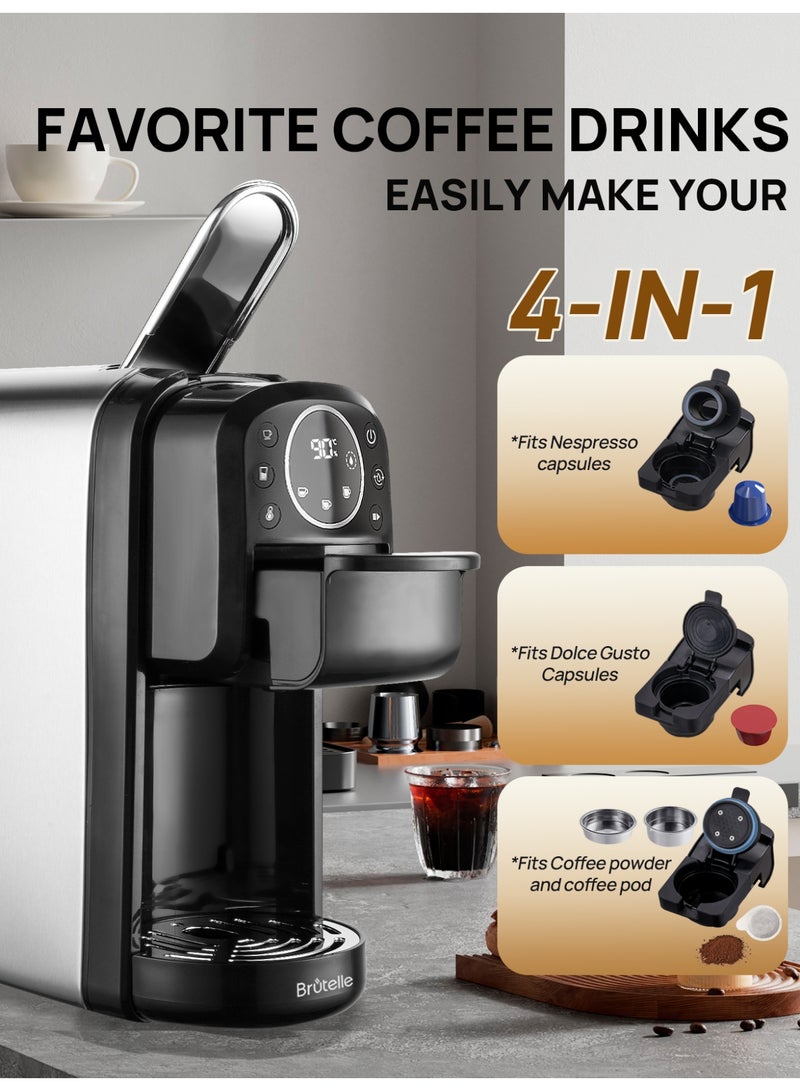 بريتيل آلة صنع قهوة الإسبريسو، كبسولات، ضغط ٢٠ بار، كابتشينو، لاتيه، أمريكانو، مناسبة للمنازل والمكاتب والفنادق. - Image 3
