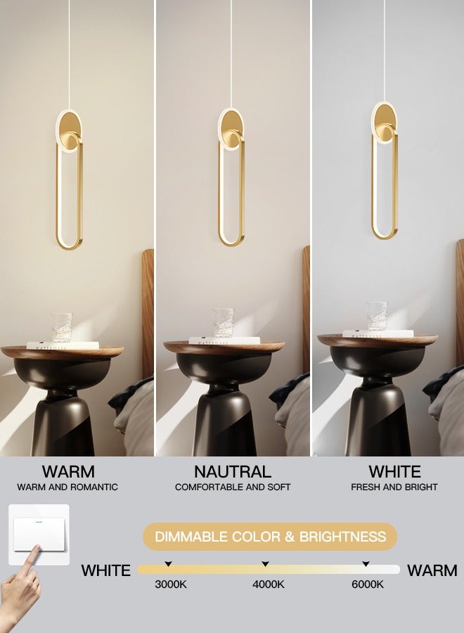 YATAI LIGHTING Golden LED Hanging Ceiling Light Fixture with 3-Color Changing and Adjustable Height - Modern Oval Shape for Bedroom, Dining Area, Kitchen Island  - Image 2