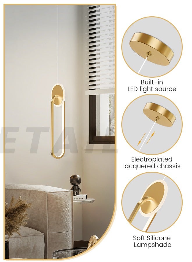 YATAI LIGHTING Golden LED Hanging Ceiling Light Fixture with 3-Color Changing and Adjustable Height - Modern Oval Shape for Bedroom, Dining Area, Kitchen Island  - Image 4