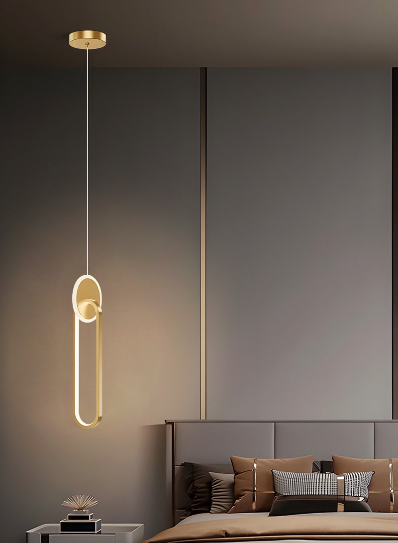 YATAI LIGHTING Golden LED Hanging Ceiling Light Fixture with 3-Color Changing and Adjustable Height - Modern Oval Shape for Bedroom, Dining Area, Kitchen Island  - Image 5