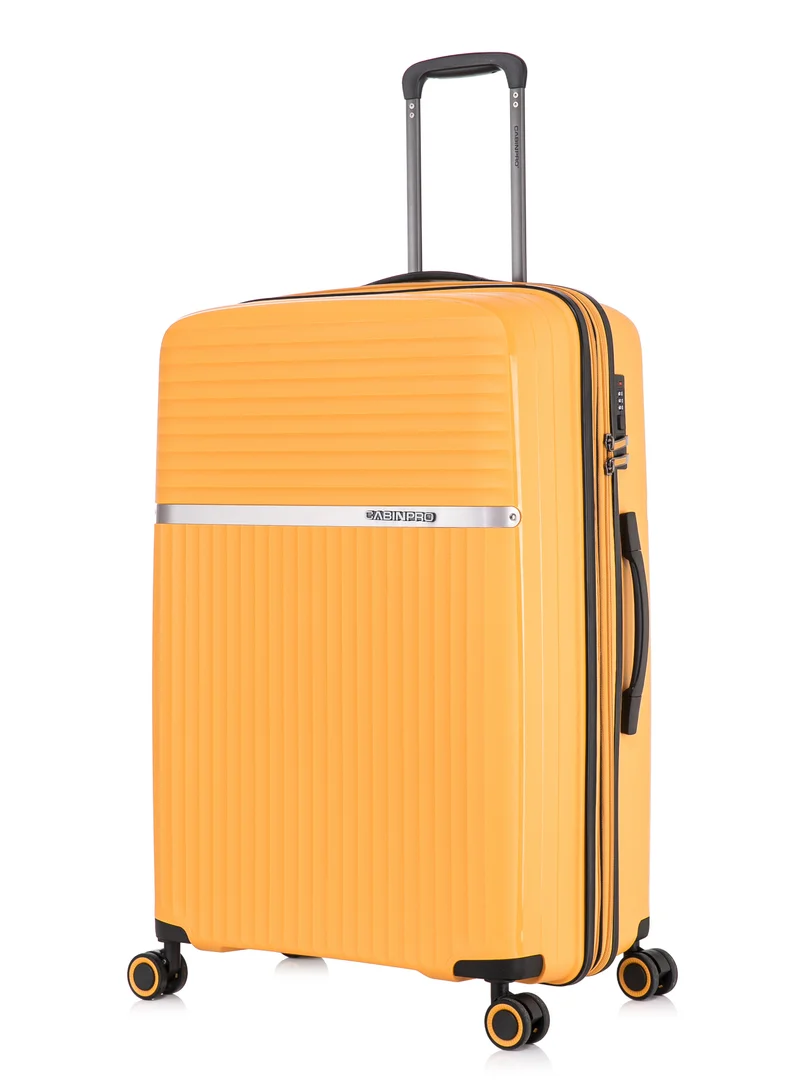 CABINPRO Light Weight PP Fashion Trolley Luggage Expandable Hard Case Large Checked Suitcase with Safe Zipper and 4 Quite 360° Double Spinner Wheels CP002 Yellow