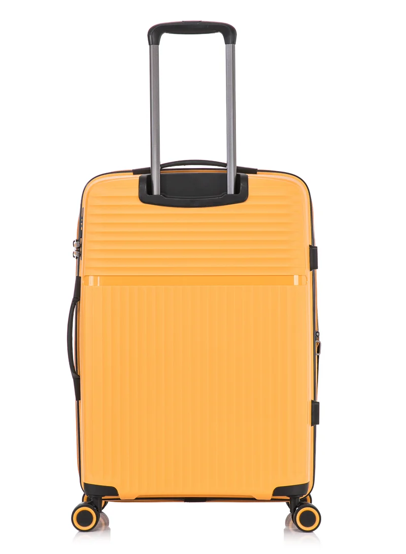CABINPRO Light Weight PP Fashion Trolley Luggage Expandable Hard Case Large Checked Suitcase with Safe Zipper and 4 Quite 360° Double Spinner Wheels CP002 Yellow