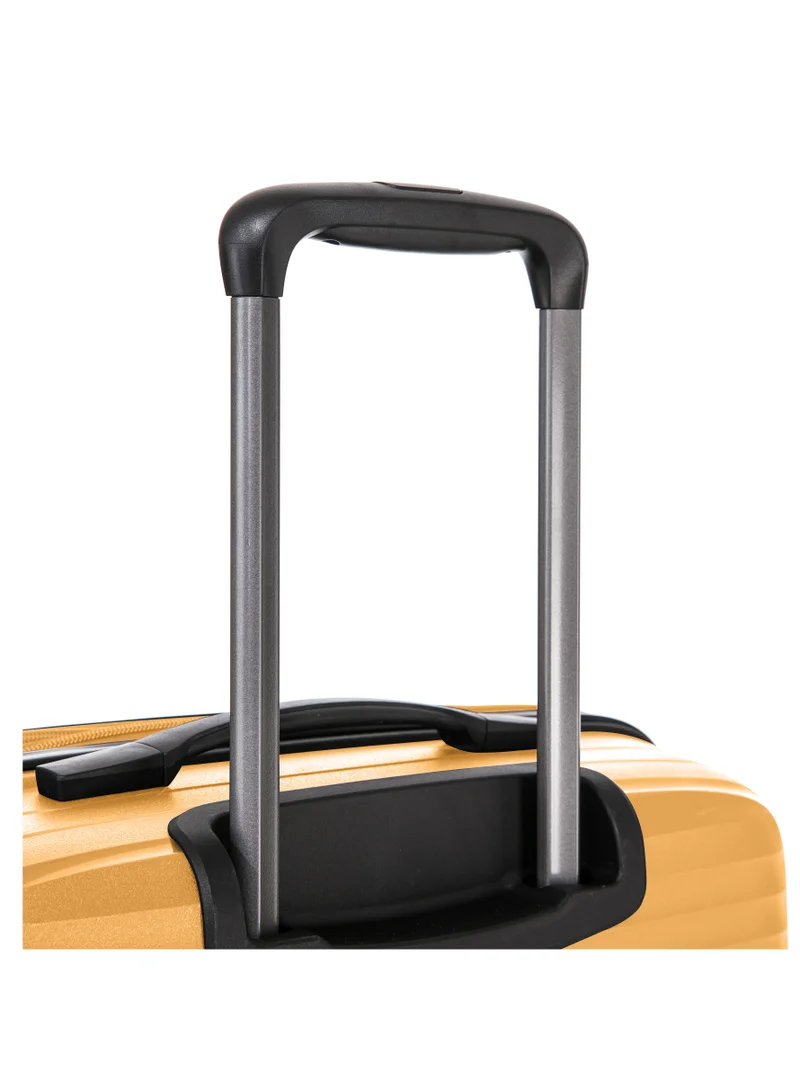 CABINPRO Light Weight PP Fashion Trolley Luggage Expandable Hard Case Large Checked Suitcase with Safe Zipper and 4 Quite 360° Double Spinner Wheels CP002 Yellow