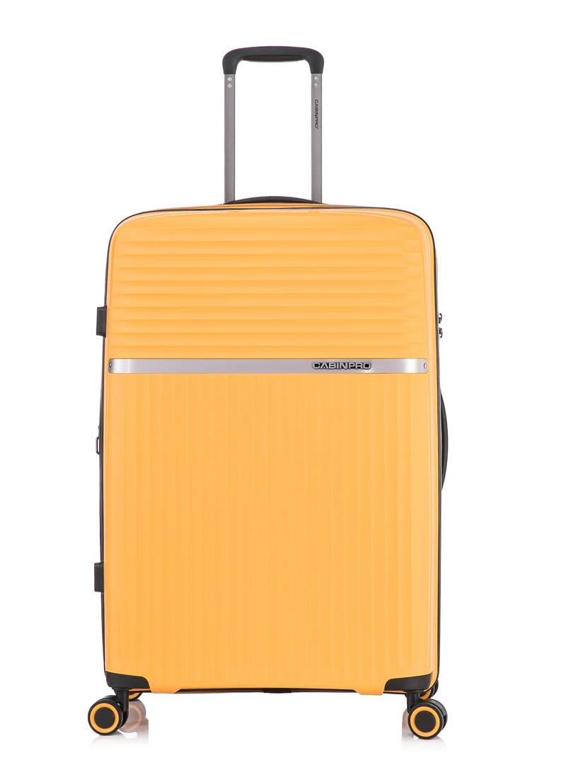 CABINPRO Light Weight PP Fashion Trolley Luggage Expandable Hard Case Large Checked Suitcase with Safe Zipper and 4 Quite 360° Double Spinner Wheels CP002 Yellow