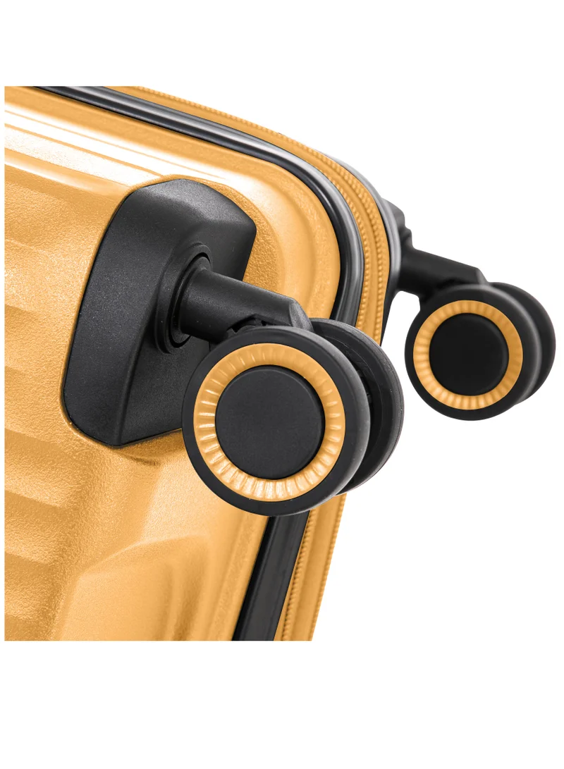 CABINPRO Light Weight PP Fashion Trolley Luggage Expandable Hard Case Large Checked Suitcase with Safe Zipper and 4 Quite 360° Double Spinner Wheels CP002 Yellow