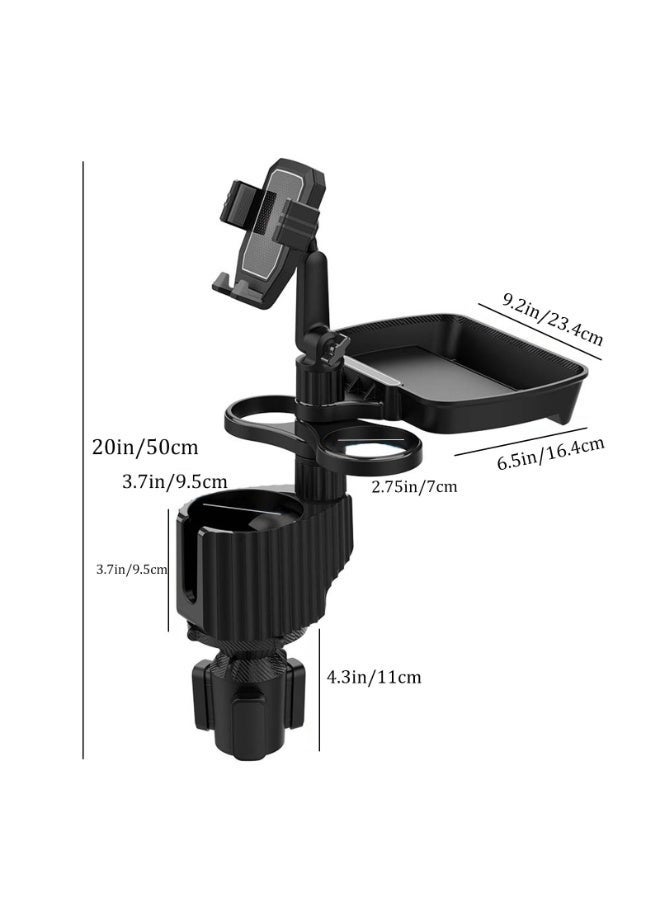 WALALLA Car Phone Holder Cup Tray,Upgrade 5-in-1 Removable Expander Car Food Tray,Car Cup Holder Phone Mount,Three Cup Holders and Width Adjustable Swivel Phone Holder,Road Trip Driver Gifts for Men Women - Image 3