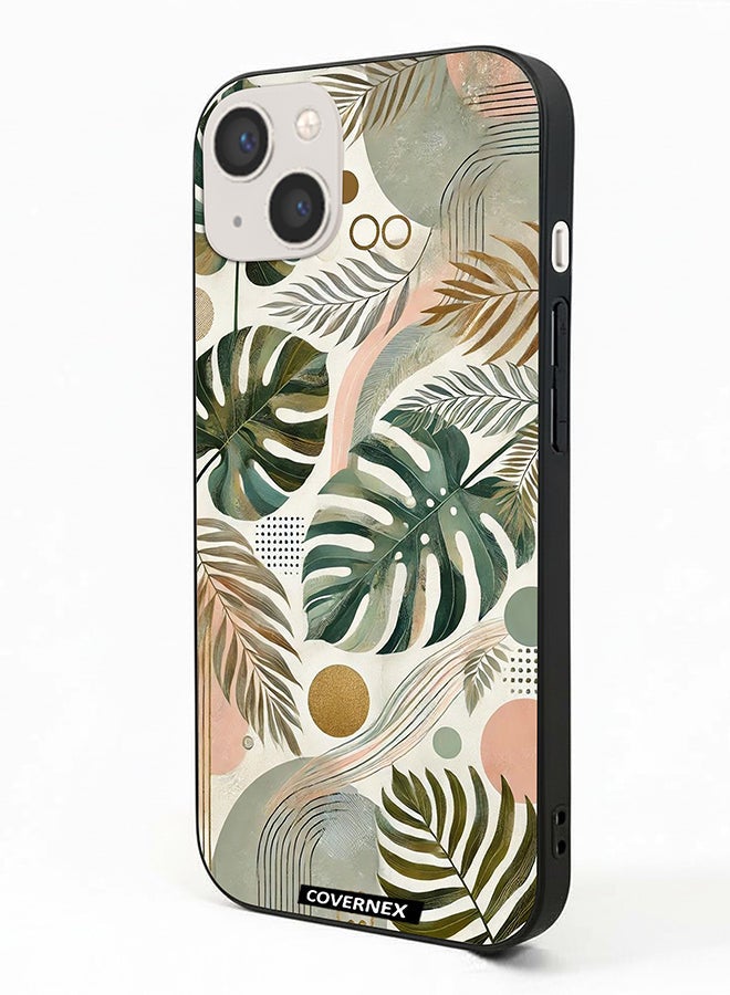 Covernex Apple iPhone 13 Protective Case Cover Printed Featuring Tropical Monstera - Image 1