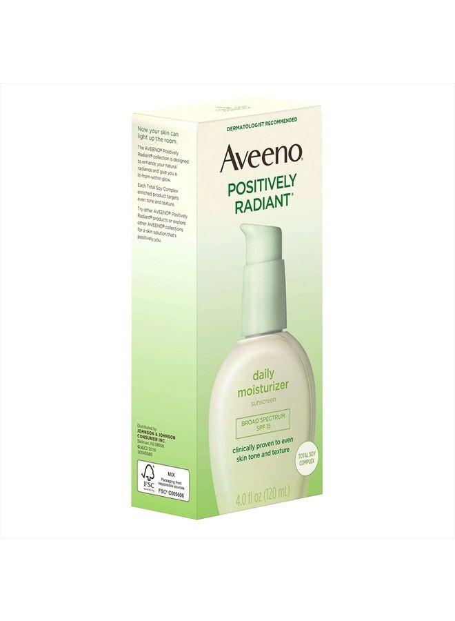 Aveeno Positively Radiant Daily Facial Moisturizer with Broad Spectrum SPF 15 Sunscreen & Total Soy Complex for Even Tone & Texture, Hypoallergenic, Oil-Free & Non-Comedogenic, 4 fl. oz - Image 5