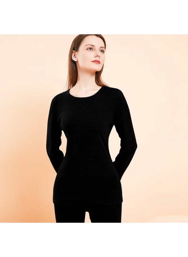 NIBEMINENT Women's Cashmere Silk Thermal Underwear Set Autumn Velvet Undergarments - Image 1