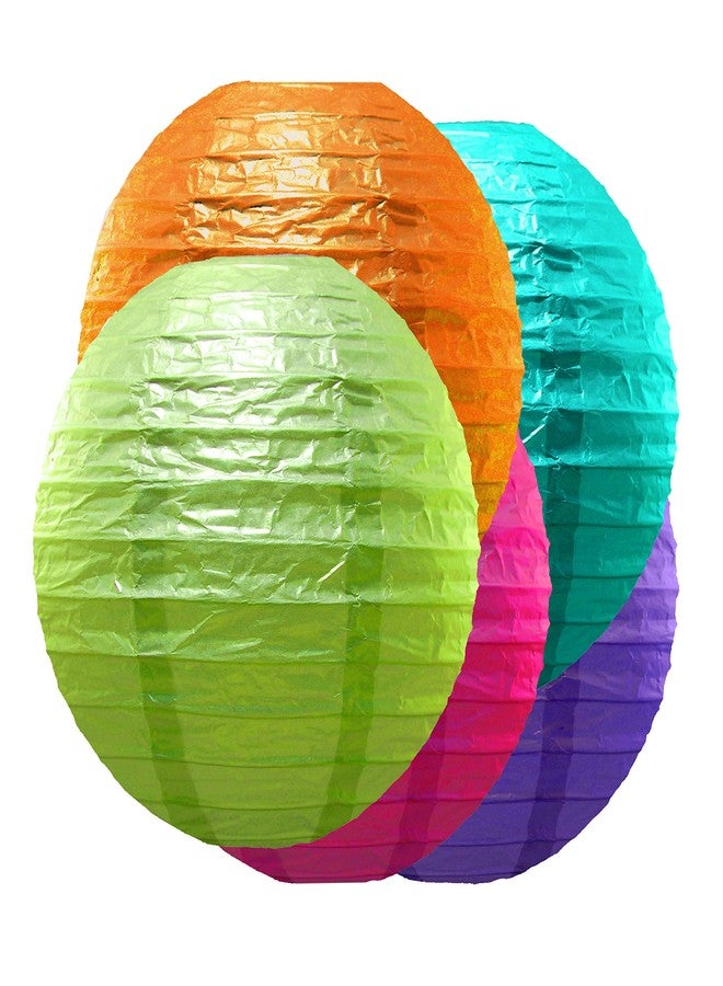 LumaBase Round Paper Lanterns - Multicolor, 10" Lanterns, 5 Count, 78905 - Image 1