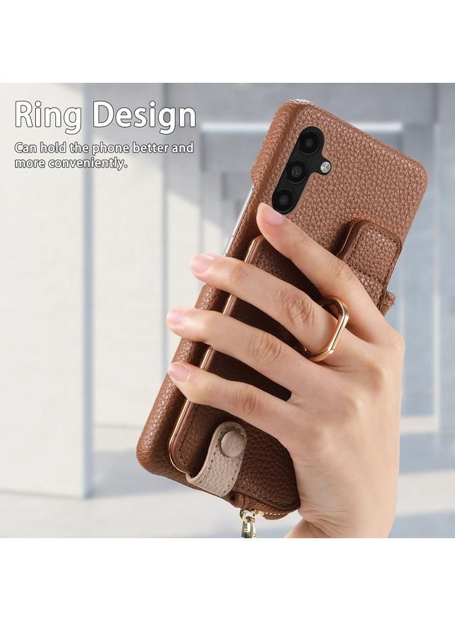 S-TOP Case For Samsung Galaxy A04s Litchi Leather Oil Edge Ring Zipper Wallet Back Phone Case - Image 3