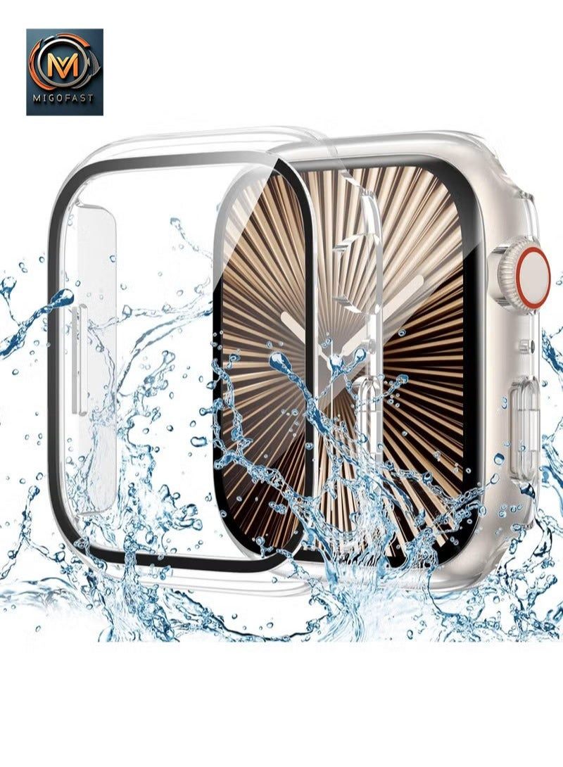 MIGOFAST Apple Watch Series 11/10 Screen Protector 46mm, Hard Bumper with Tempered Glass for Apple Watch Series 11 Cover 46 mm Clear - Image 1