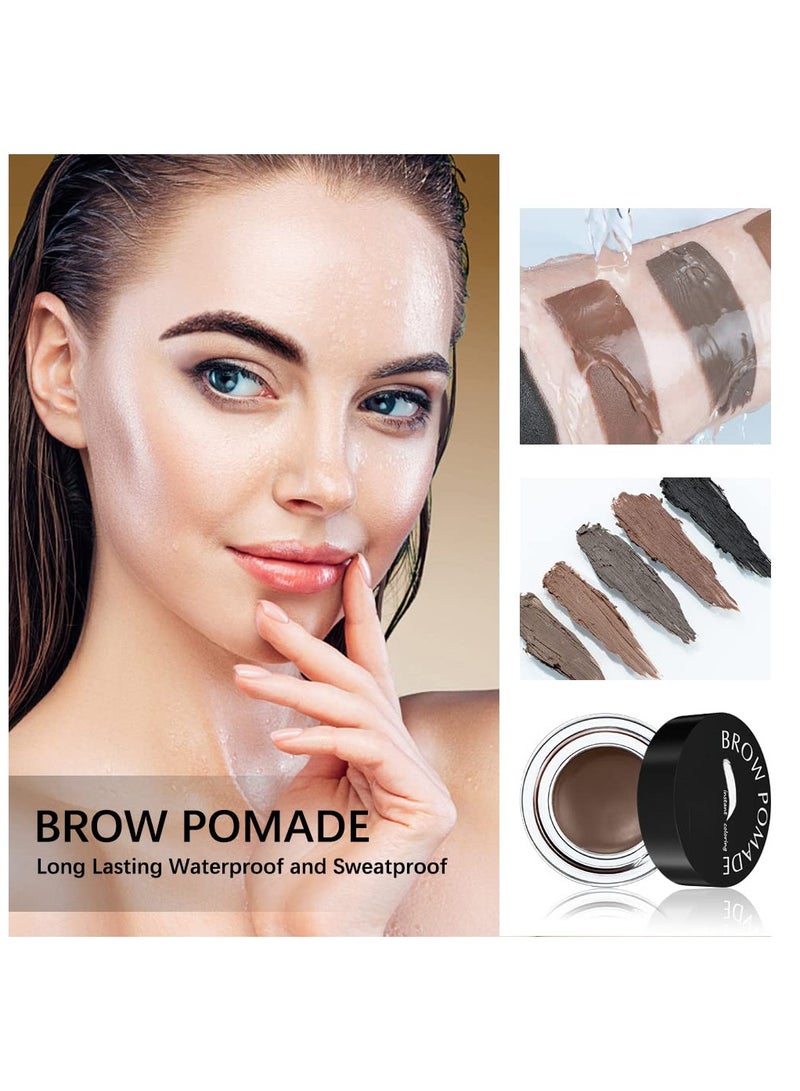 Eyebrow Stamp Stencil Kit - for Waterproof Eyebrows Makeup, Brow Stamp Trio Kit with Sponge Applicator, Dual-ended Brow Brush, 10 Eyebrow Stencils, Waterproof Eyebrow Pomade (Medium Brown) - Image 4