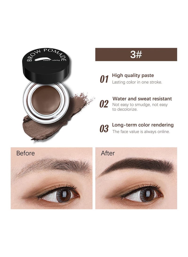 Eyebrow Stamp Stencil Kit - for Waterproof Eyebrows Makeup, Brow Stamp Trio Kit with Sponge Applicator, Dual-ended Brow Brush, 10 Eyebrow Stencils, Waterproof Eyebrow Pomade (Medium Brown) - Image 2