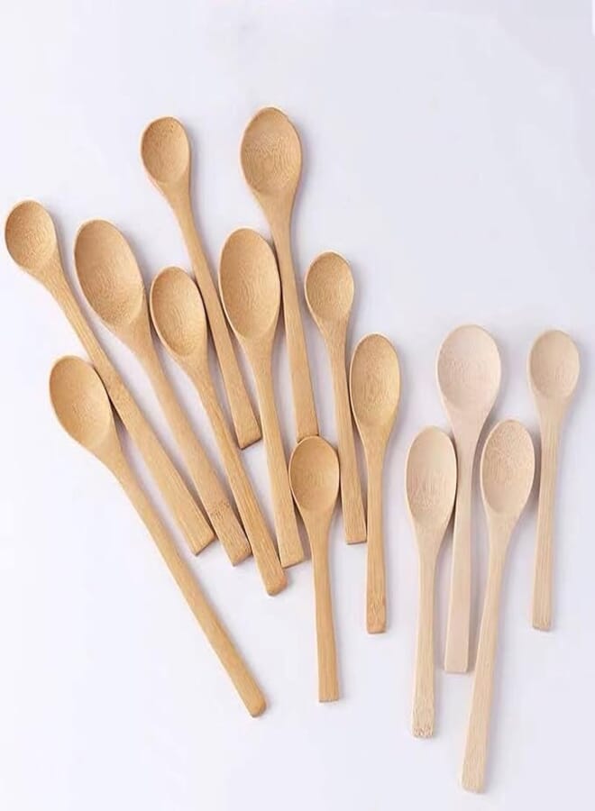 سبيس شوب طقم ملاعق مطبخ خشبية متعددة الاستخدامات - 12 قطعة للخلط والتقليب وتقديم الشاي، ناعمة الملمس، لا تخدش، خفيفة الوزن، سهلة التنظيف، أنيقة