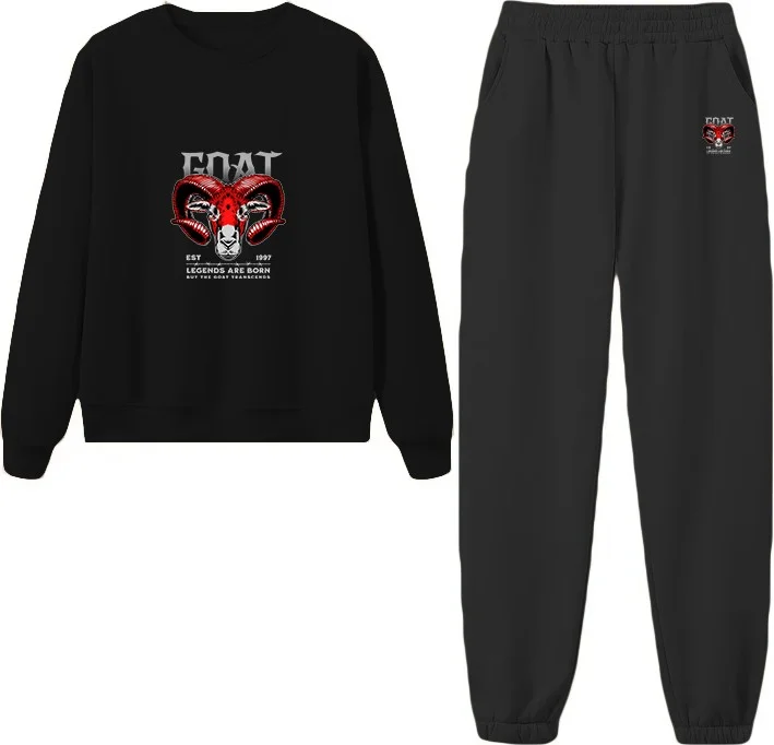 DogFish Tracksuit Set Goat Printed Plus Size Bottom Top Set